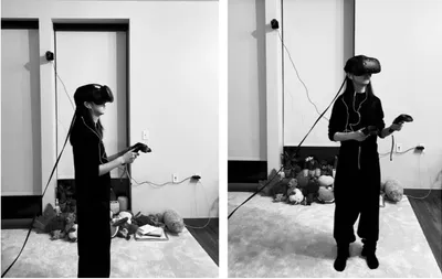 Figure 5.14: Virtual Reality equipment testing, photo by the author