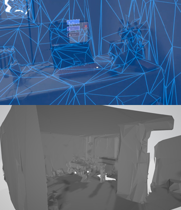 Augmented interface of the spatial data collector module, Real-time data collection results in the local computer.