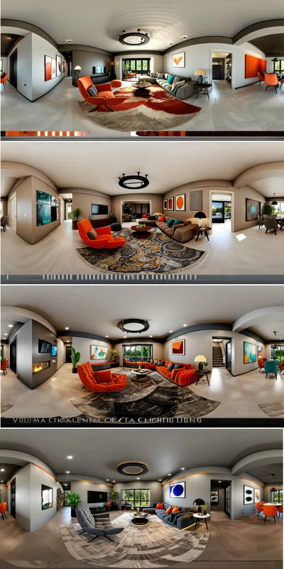 Figure 28: Four Generated panoramic scene reflecting the intended mood, but all lacking social layout
transformations.