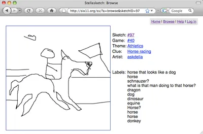 Figure 7: Web interface showing results of a single Stellas ketch round of play with four people providing labels.