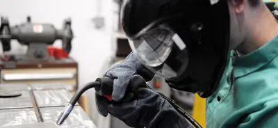 Figure 1: Integrated XR welding helmet and torch system.