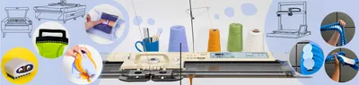 Figure 1: We propose knit joinery, an approach that recontextualizes the existing practice of knit re-hanging to allow domestic manual machines to integrate with a wide range of other fabrication tools and practices.