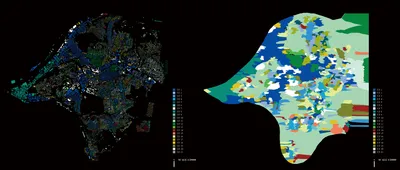 Figure 9 Data-driven Map of
Morphological Types by Building
Footprints (Left) andBoundaries
(Right)